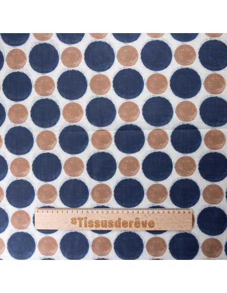 Voile de lin & coton – Pois marron