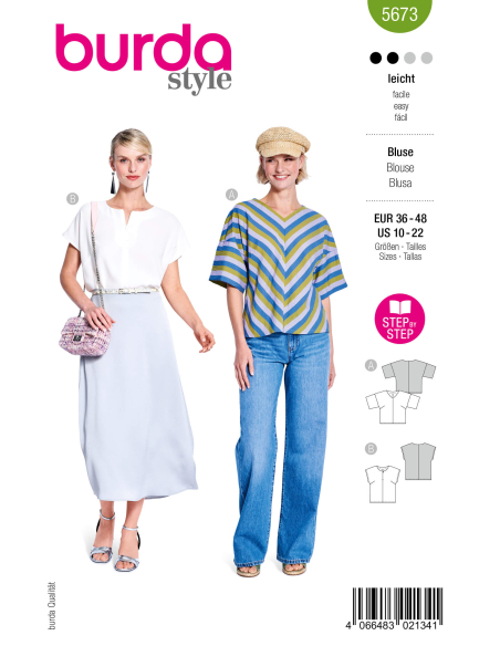 Patron Burda n°5673 – Blouse femme à épaules tombantes
