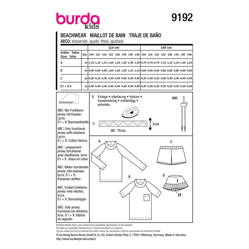 Patron Burda n°9192 – Tenues de plage...