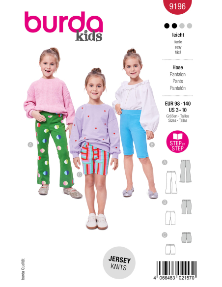 Patron Burda n°9196 – Leggings et pantalons pour fille