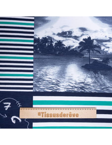 Jersey imprimé – Rayures marines tropicales