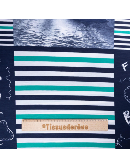 Jersey imprimé – Rayures marines tropicales