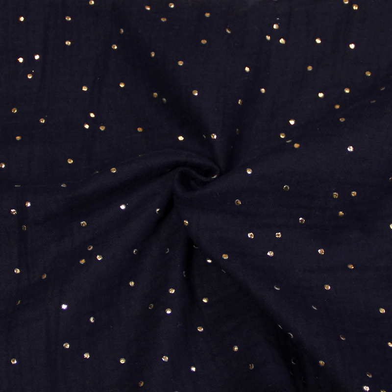 Double gaze 100% coton - Marine pépite d'or