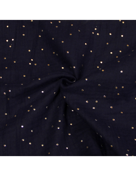 Double gaze 100% coton - Marine pépite d'or