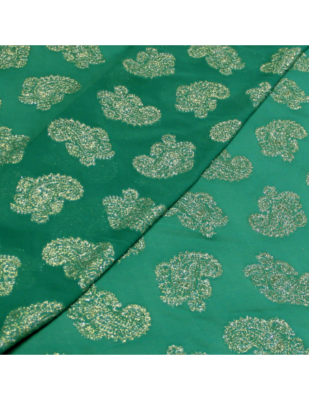 Mousseline de soie jacquard lancé découpé - Cachemire vert