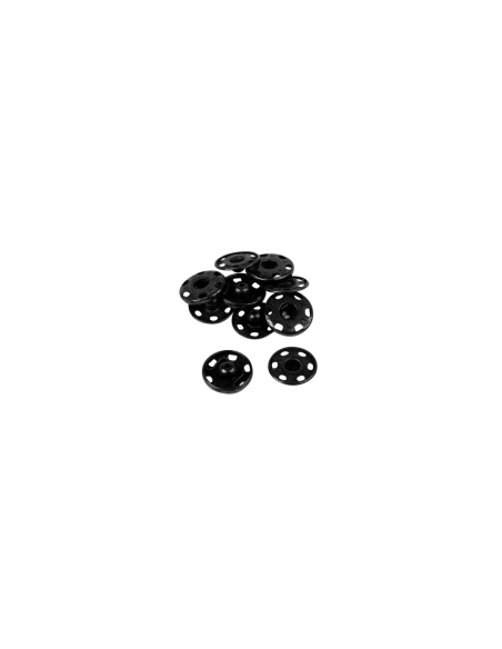 Boutons pression à coudre en laiton inoxydable (N°2/0, Carte 12 pcs, Noir)