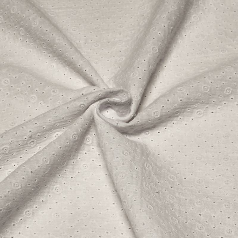Double gaze 100% coton brodée - Rond blanc