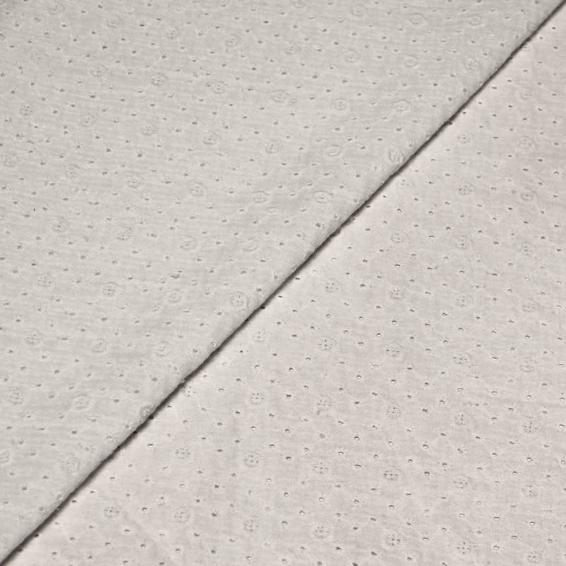 Double gaze 100% coton brodée - Rond blanc