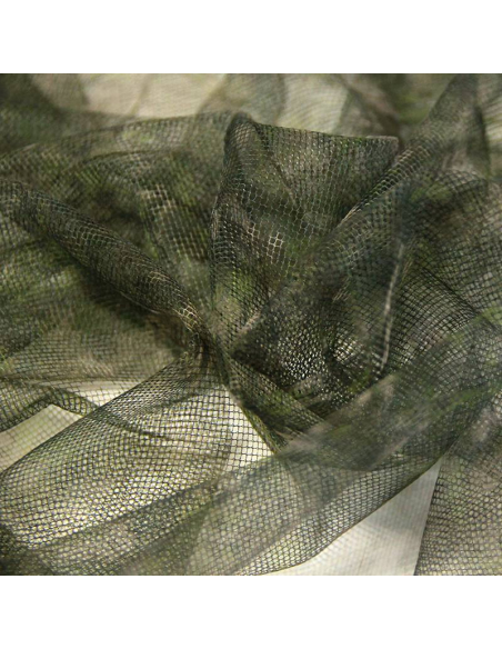 Tulle imprimé - Impression floral abstrait vert