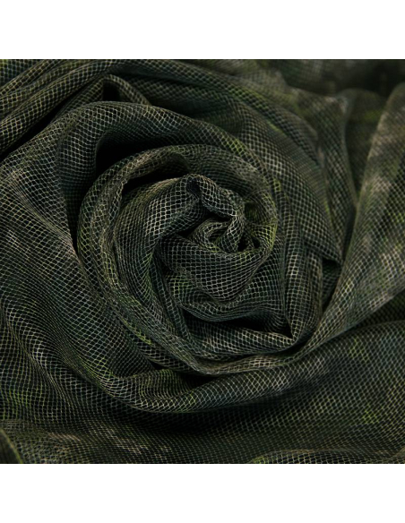 Tulle imprimé - Impression floral abstrait vert