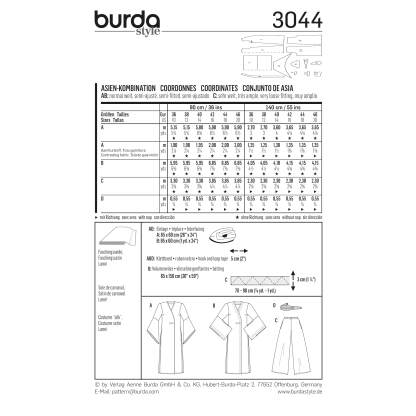 Patron Burda Carnaval 3044 - Déguisement asiatiques 2