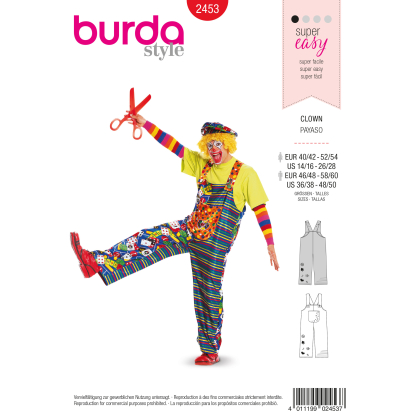 Patron Burda Carnaval 2453 - Déguisement Clown & Paysan Adulte Mixte
