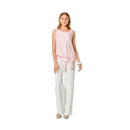 Patron Burda 6201 - Top trapèze femme col rond avec ou sans ceinture ruban 2