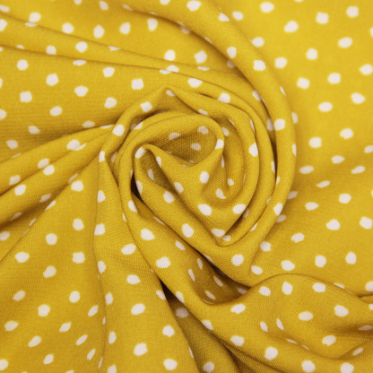 Javanaise imprimée à pois tachetés - Pois blanc fond jaune liss 2