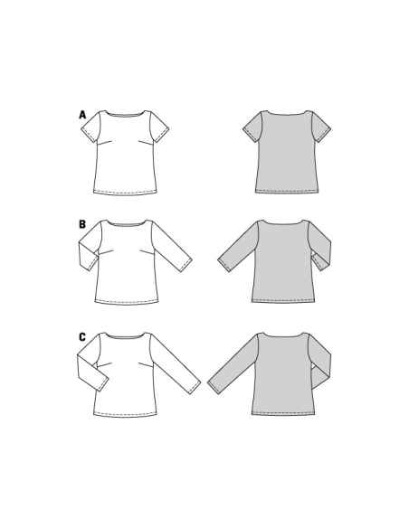 Patron Burda 5961 - Blouse sobre avec pinces et encolure arrondie