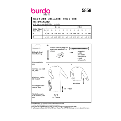 Patron Burda 5859 - Robe & tee-shirt 2