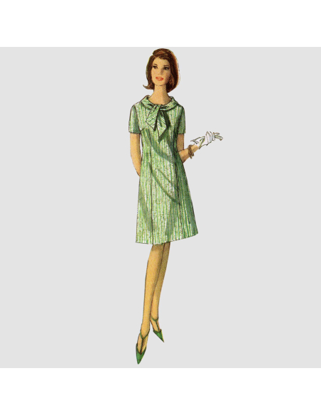 Patron Simplicity 9104.H5 - Robe Vintage rétro Sixties différents cols