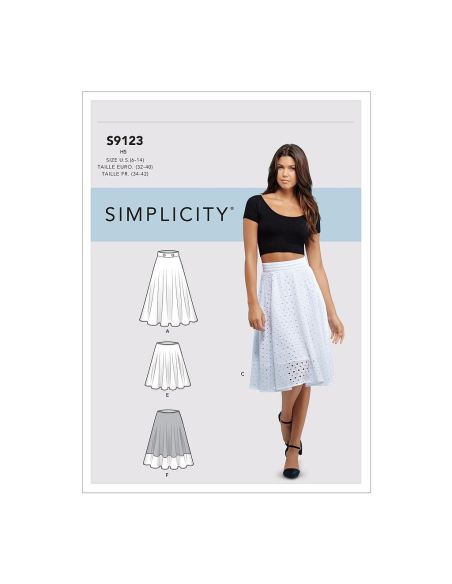 Patron Simplicity 9123.H5 - Jupe à godets femme évasée