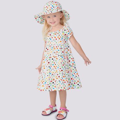 Patron Simplicity 9126.AA - Robe fillette manches raglan bouffantes et chapeau 2