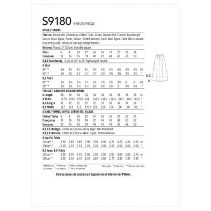 Patron Simplicity 9180.H5 - Jupe longue froncée taille et ample 2