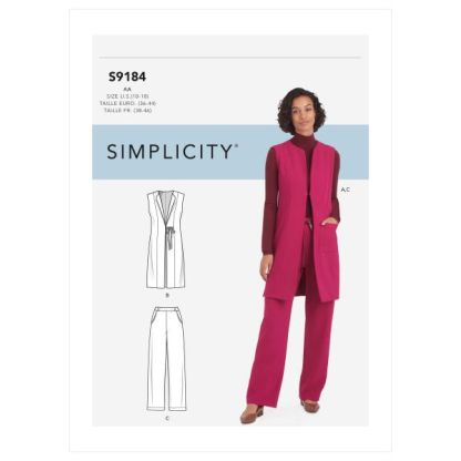 Patron Simplicity 9184.BB - Ensemble Veste sans manche et Pantalon droit
