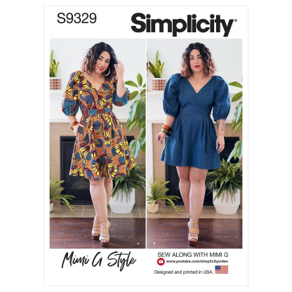 Patron Simplicity 9329.U5 - Robe avec haut croisé et manches raglan bouffantes