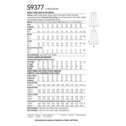 Patron Simplicity 9377.U5 - Jupes évasées pour femme en deux longueurs 2