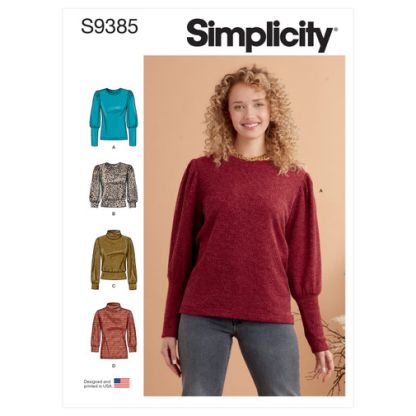 Patron Simplicity 9385.U5 - Hauts en tricot pour femme avec variations de longueur et de manches