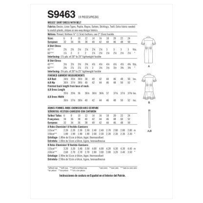 Patron Simplicity S9463.U5 - Robe-chemisier avec ceinture pour jeunes filles 2