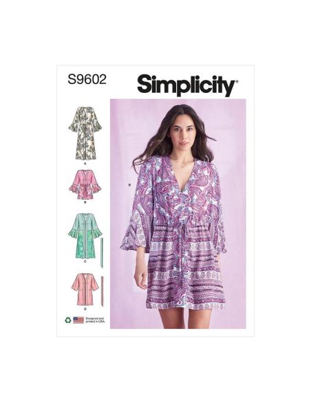 Patron Simplicity S9602.U5 - Caftans et Vestes enveloppantes pour jeunes filles