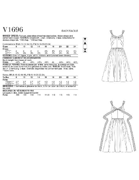 Patron Vogue 1696 F5 - Robe bretelles ruban