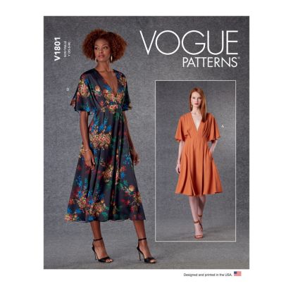 Patron Vogue 1801 Y - Robe évasée à col V avec couture sous-buste