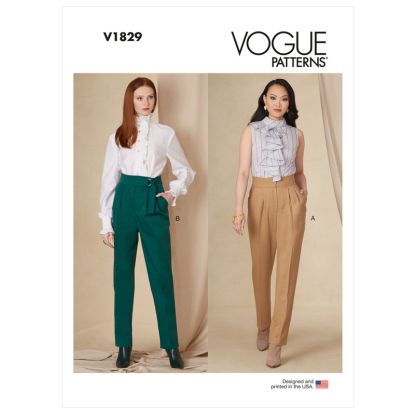 Patron Vogue 1829 B5 - Pantalon femme taille haute avec plis frontaux