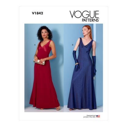 Patron Vogue 1842 B5 - Robe de soirée longue sans manches à découpe sous-buste