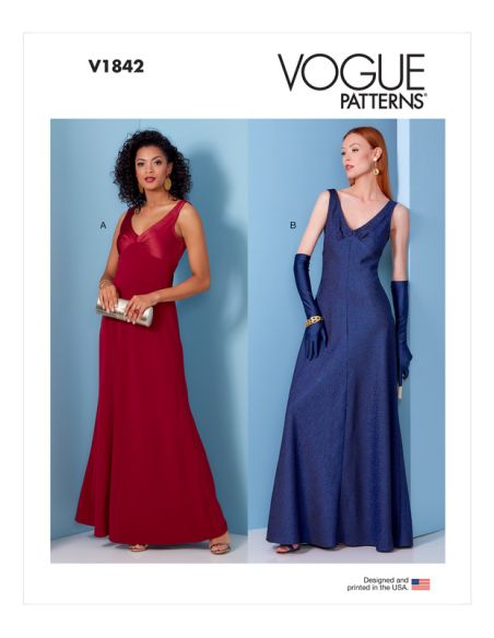 Patron Vogue 1842 B5 - Robe de soirée longue sans manches à découpe sous-buste