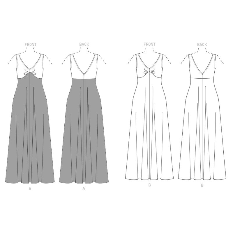 Patron Vogue 1842 B5 - Robe de soirée longue sans manches à découpe sous-buste