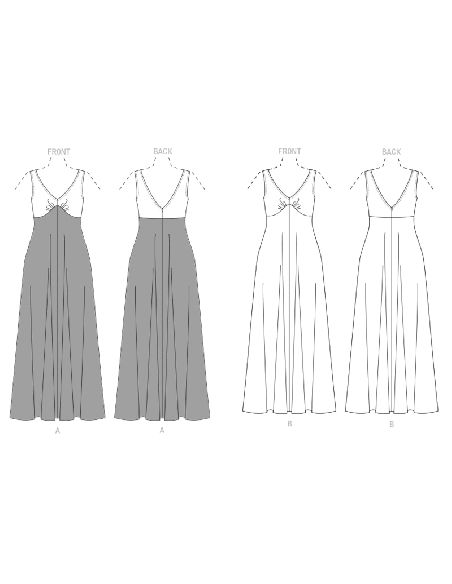 Patron Vogue 1842 B5 - Robe de soirée longue sans manches à découpe sous-buste