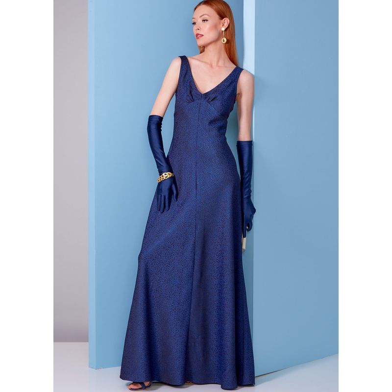 Patron Vogue 1842 B5 - Robe de soirée longue sans manches à découpe sous-buste