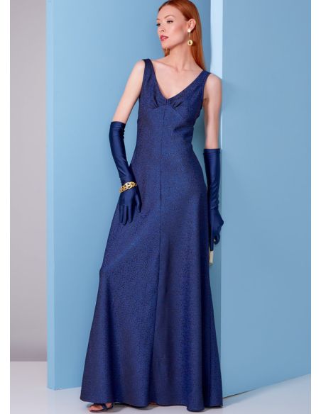 Patron Vogue 1842 B5 - Robe de soirée longue sans manches à découpe sous-buste