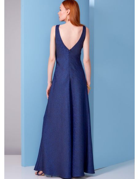 Patron Vogue 1842 B5 - Robe de soirée longue sans manches à découpe sous-buste