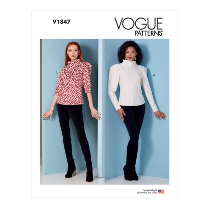Patron Vogue 1847 F5 - Top à col cheminée et manches bouffantes