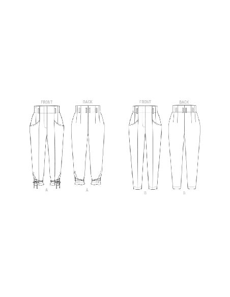 Patron Vogue 1848 F5 - Pantalon court à taille haute, style carotte