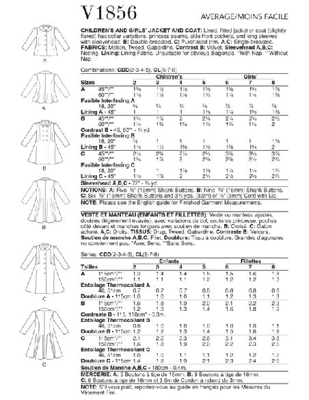 Patron Vogue 1856 CL - Manteau et veste style redingote