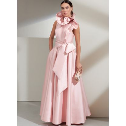 Patron Vogue 1861 F5 - Robe de soirée à col volanté avec ceinture 2