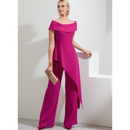 Patron Vogue 1869 B5 - Ensemble de soirée : Top à épaules dénudées et bas asymétrique accompagné d'un pantalon large 2
