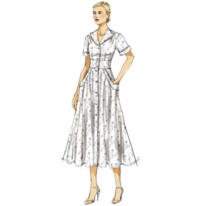 Patron Vogue 8577 BB - Robe chemise femme style années 1950 2