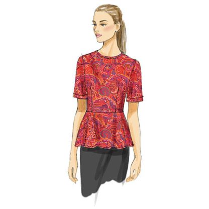 Patron Vogue 8815 B - Blouses et tops pour femme, coupe taille haute 2