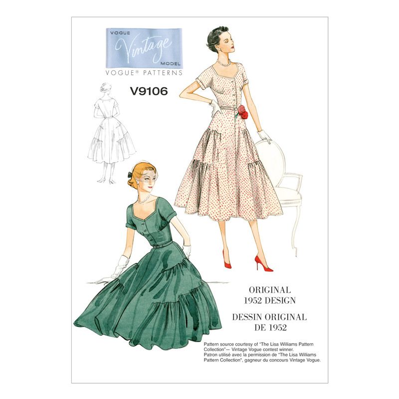 Patron Vogue 9106 A5 - Robe femme inspirée des années 1950