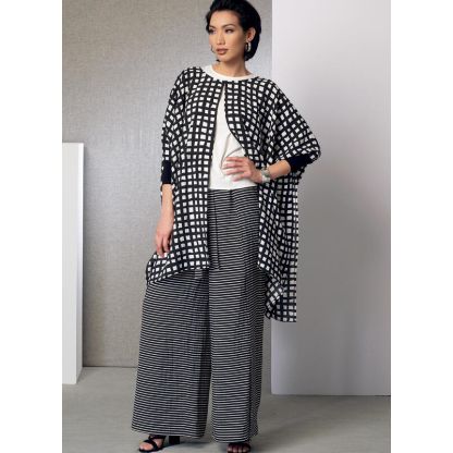 Patron Vogue 9191 Y - Ensemble femme : Ponchos, top, pantalon et short 2