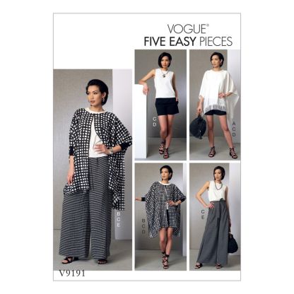 Patron Vogue 9191 Y - Ensemble femme : Ponchos, top, pantalon et short